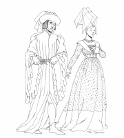 A coloring page of middle ages clothing